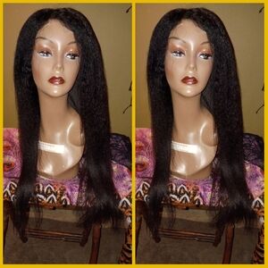 24" Brazilian Kinky Straight 4x4 Closure Glueless Human Hair Wig